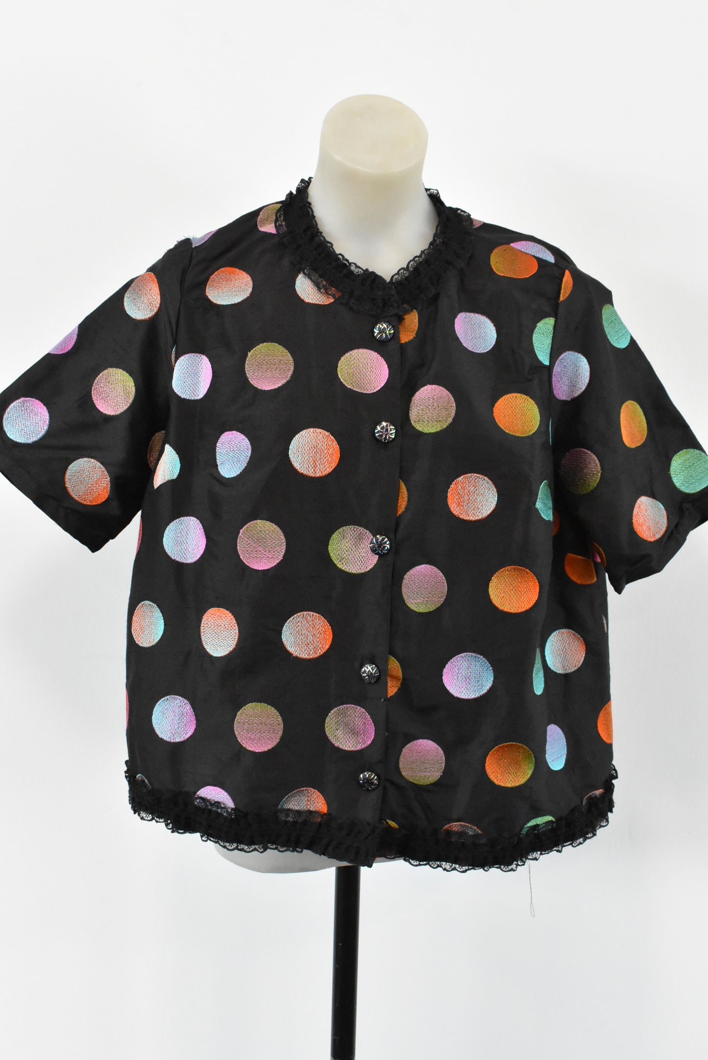 Handmade polka dot button up, M/L