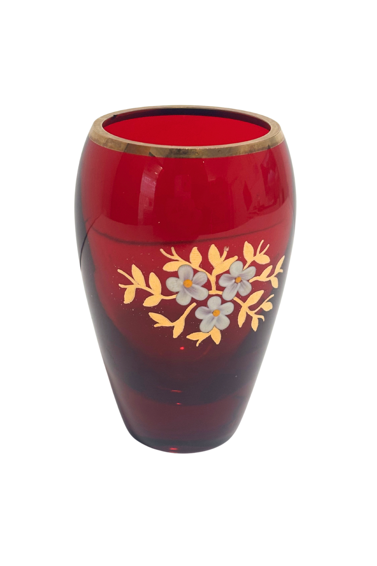 Bohemian ruby red + gold glass