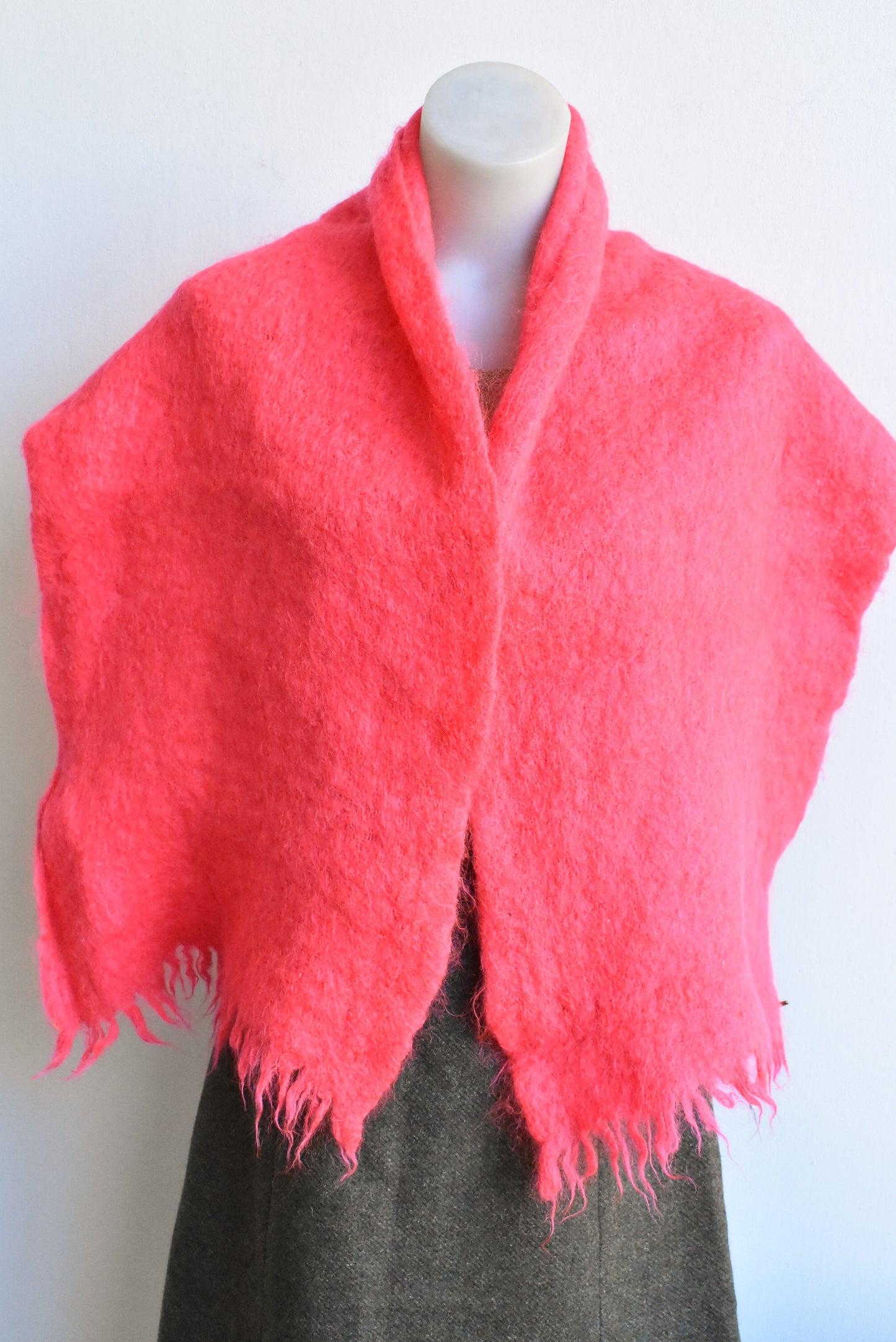 All Mohair Pile coral pink scarf