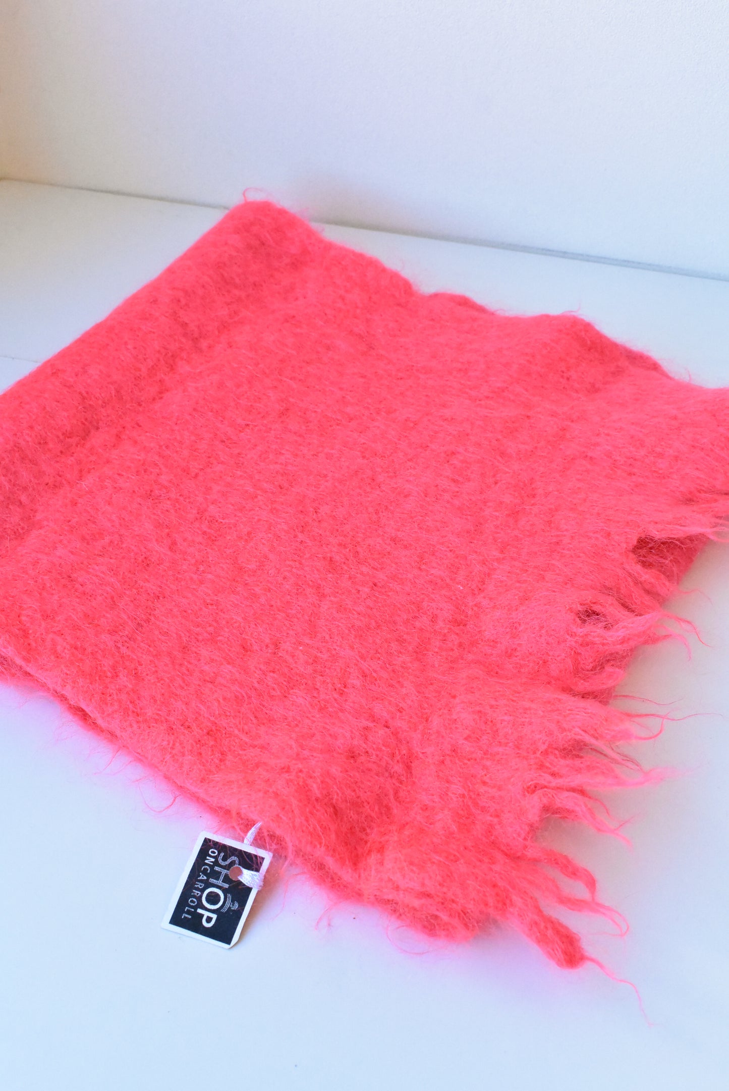 All Mohair Pile coral pink scarf