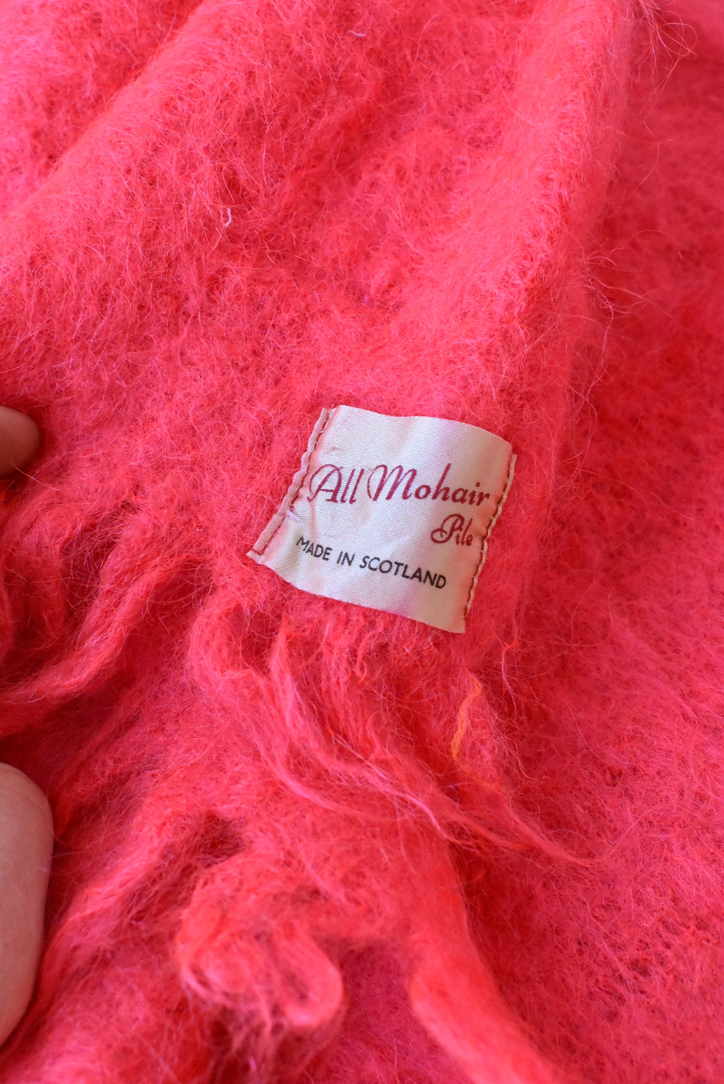 All Mohair Pile coral pink scarf