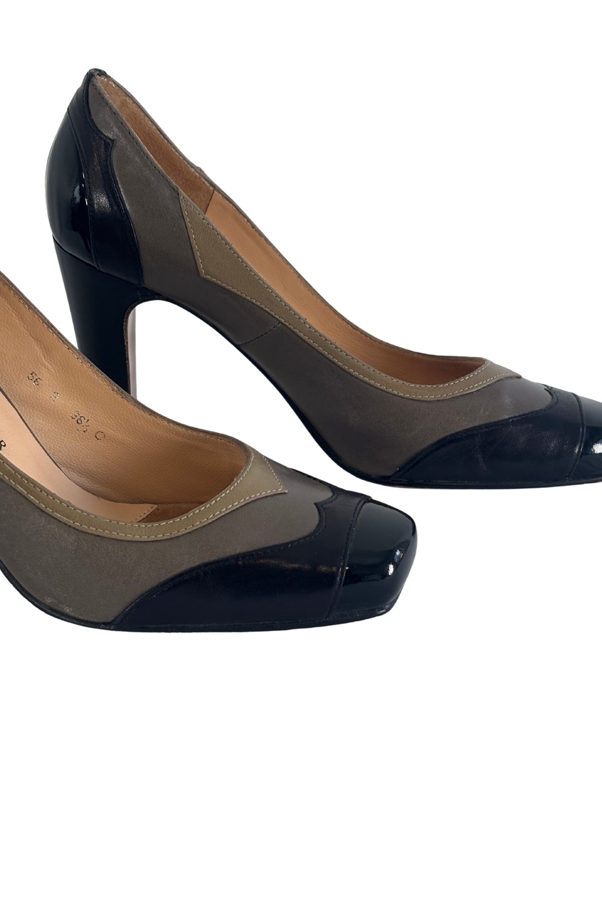 Rebecca Sanver leather tri toned heels, 36 1/2