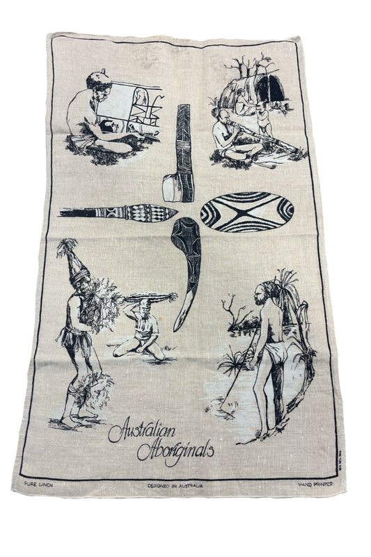 Australian Aboriginals pure linen tea towel