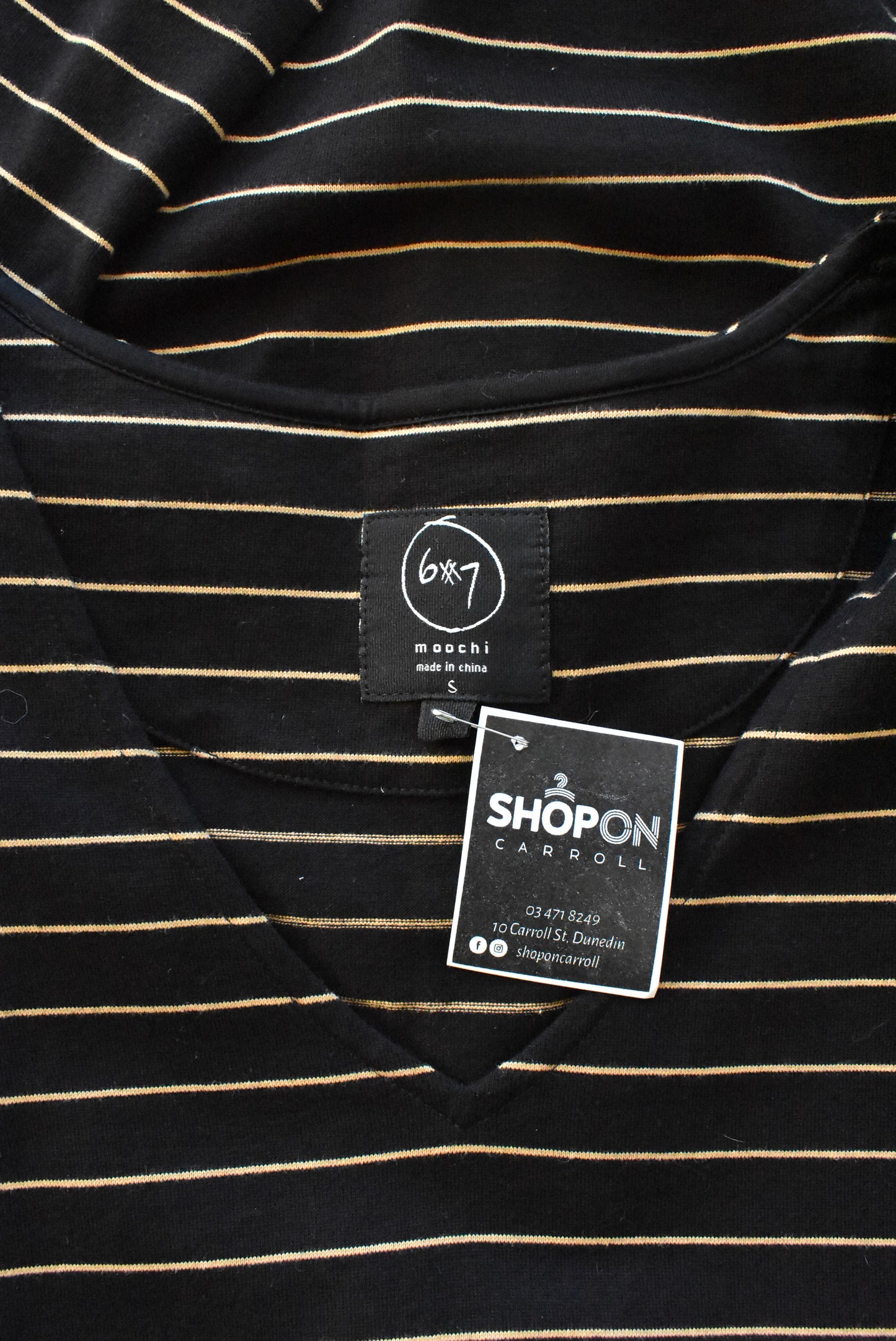 Moochi black & tan 100% cotton asymmetric dress, size S