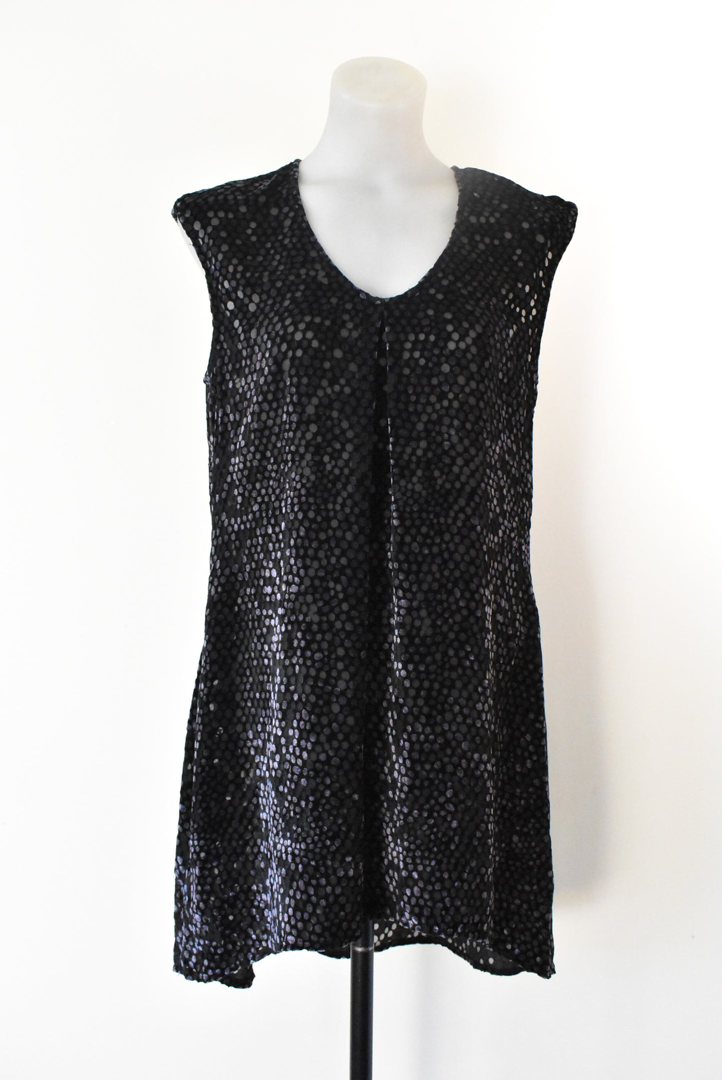 Mitchell by Liz Mitchell black sheer & velvet top, size 12