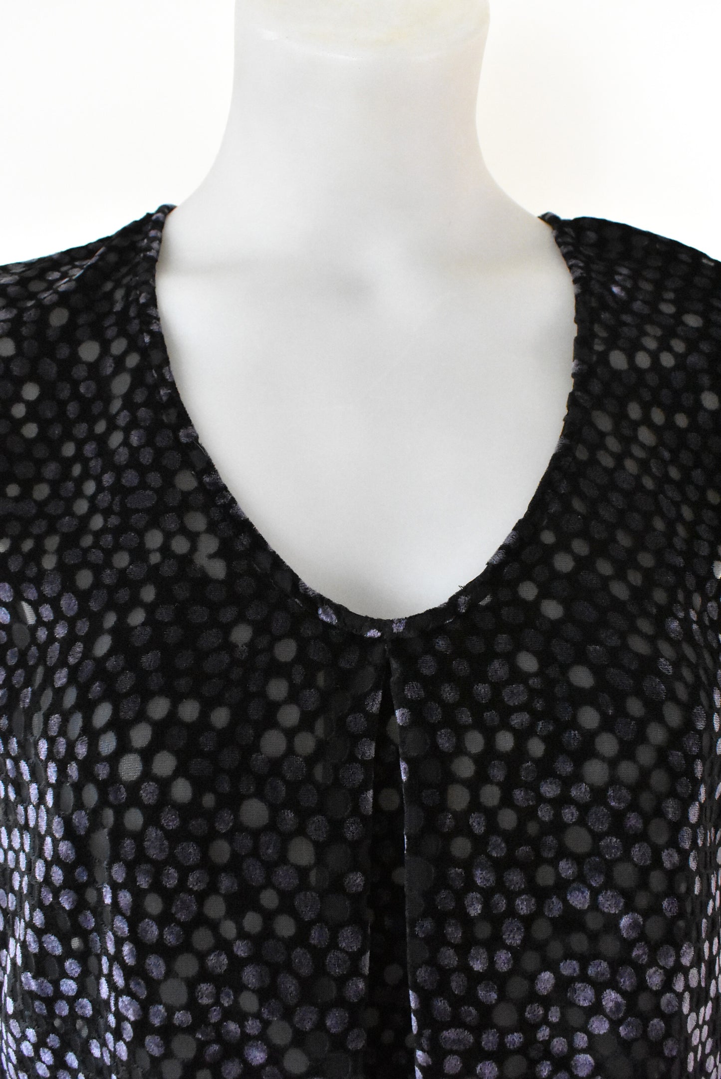 Mitchell by Liz Mitchell black sheer & velvet top, size 12