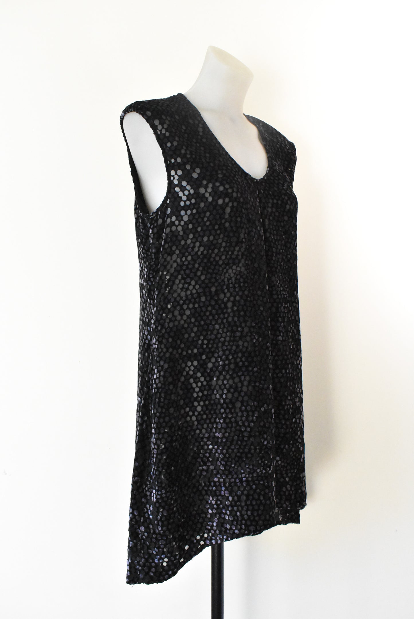 Mitchell by Liz Mitchell black sheer & velvet top, size 12
