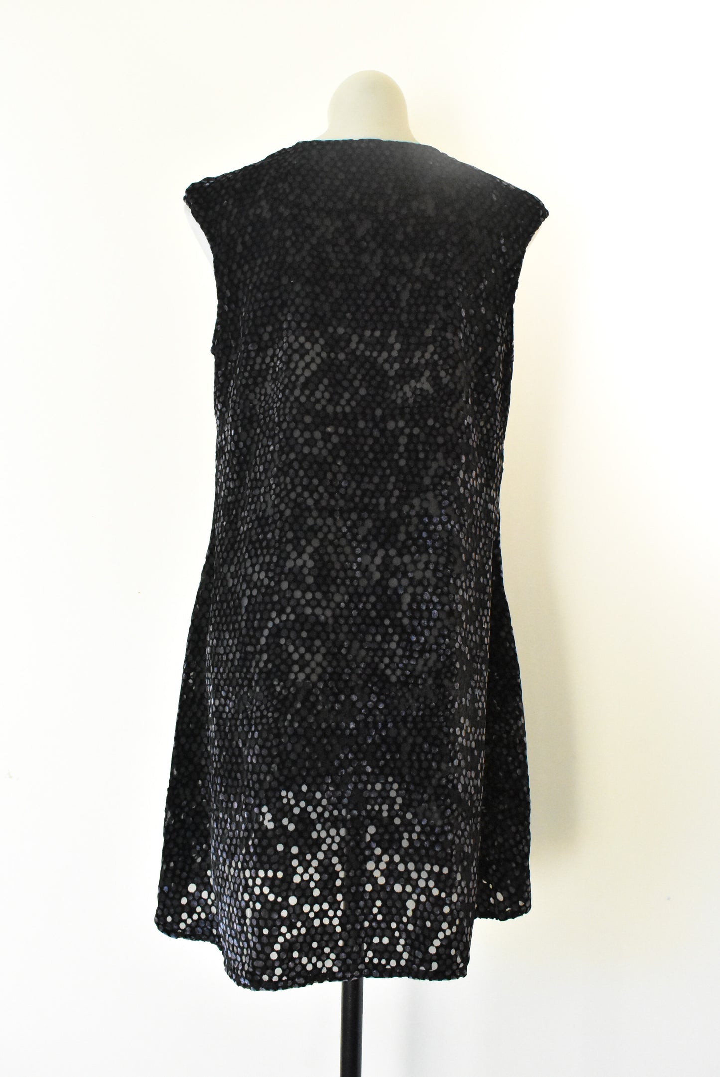 Mitchell by Liz Mitchell black sheer & velvet top, size 12