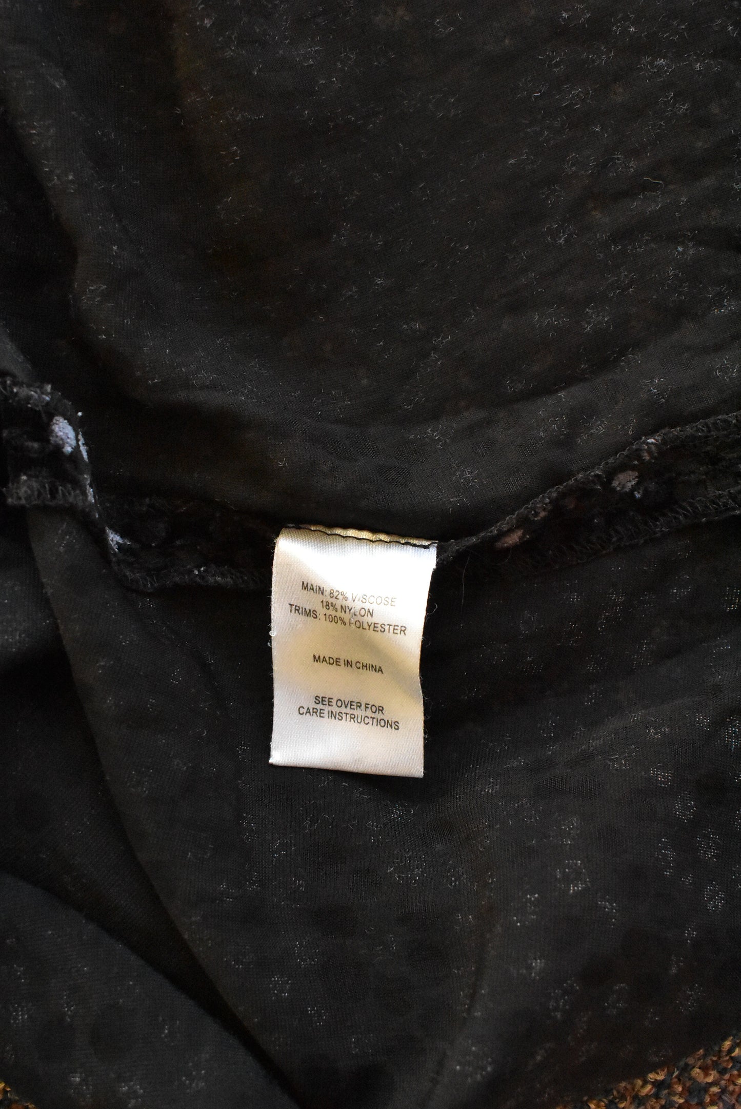Mitchell by Liz Mitchell black sheer & velvet top, size 12