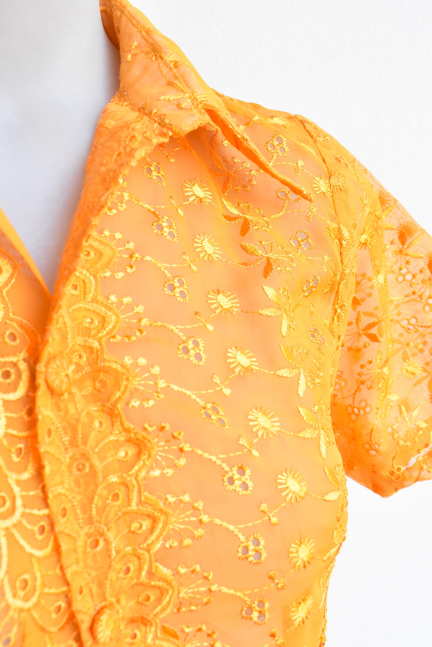 Handmade orange button-up shirt, XS
