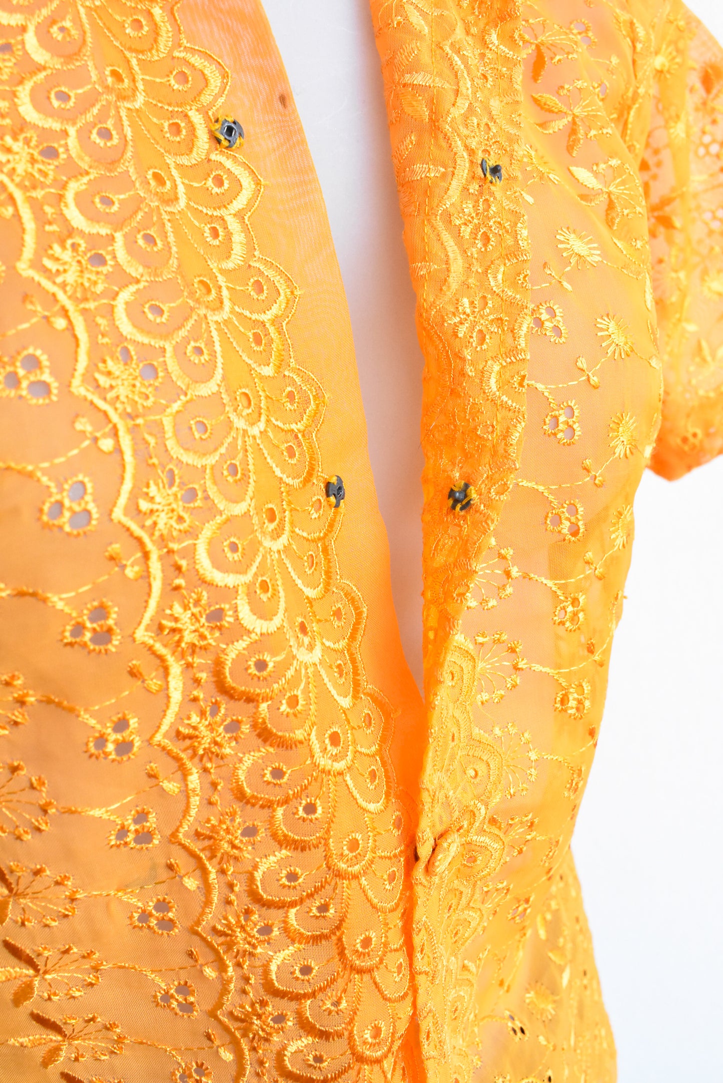 Handmade orange button-up shirt, XS