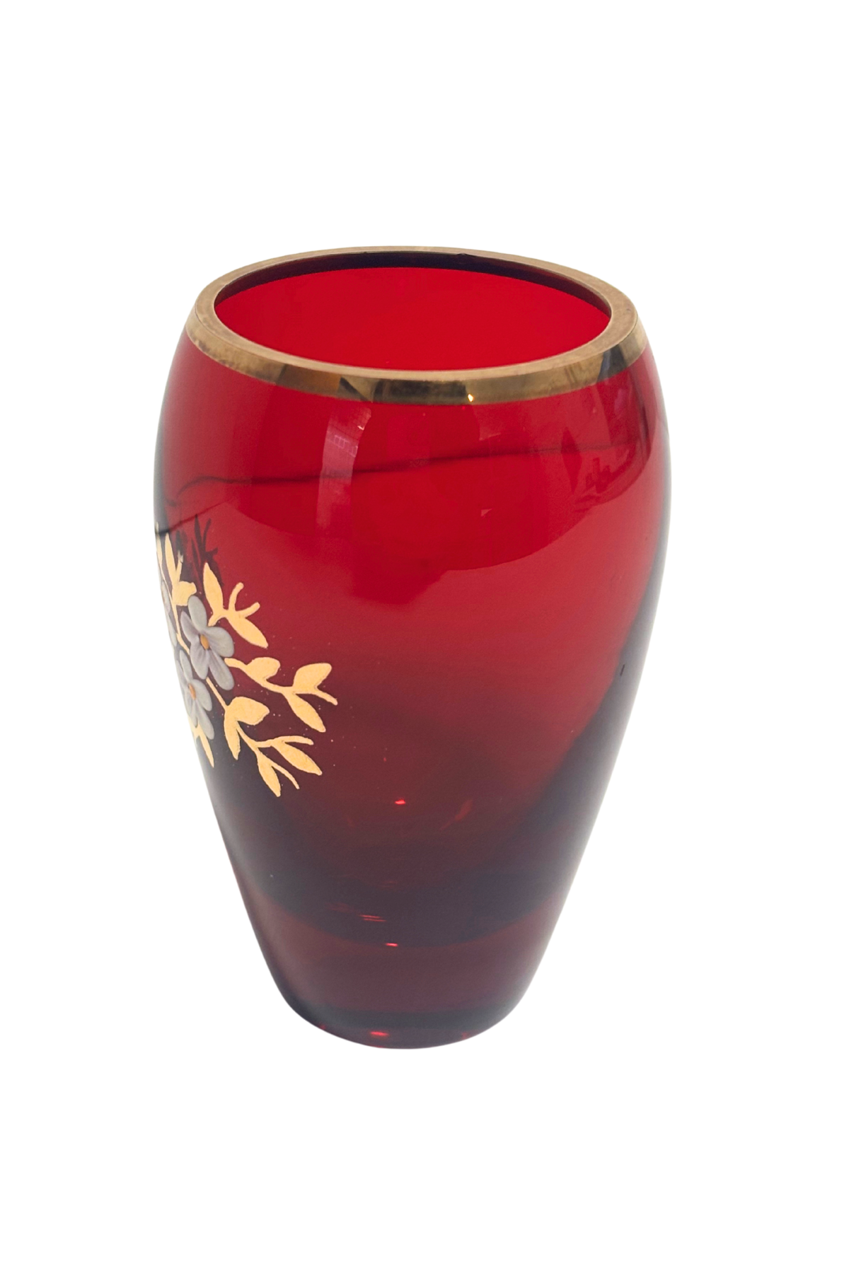Bohemian ruby red + gold glass