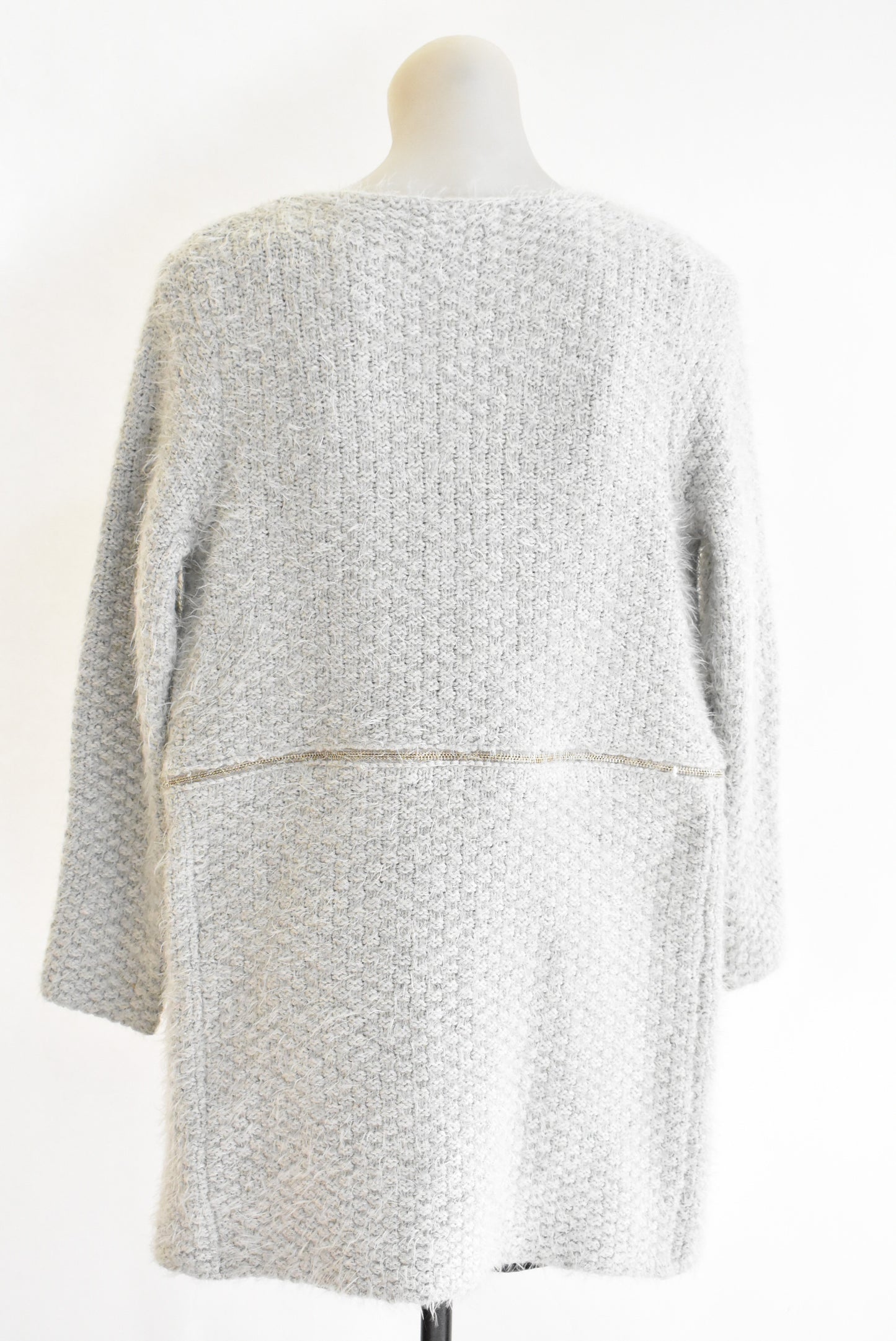 Jubylee fluffy coat with unique zip design, size M