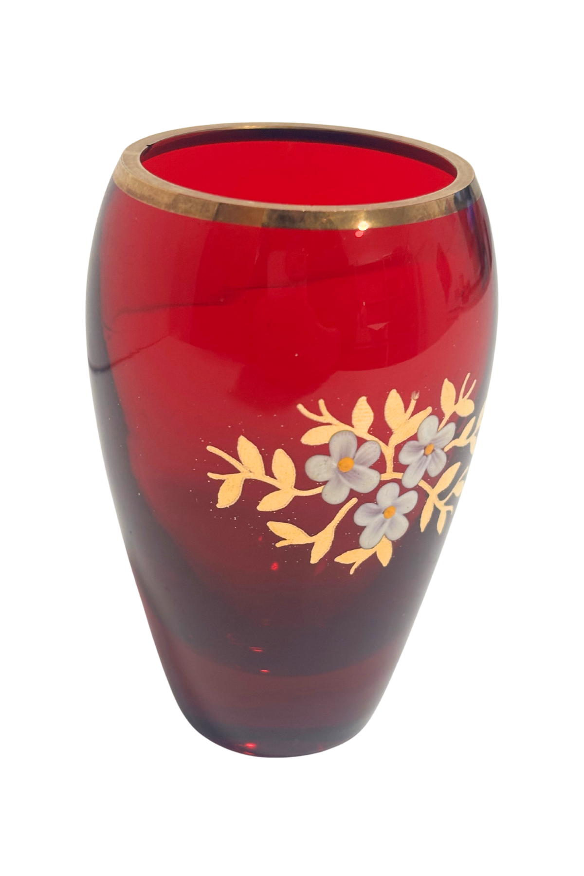 Bohemian ruby red + gold glass