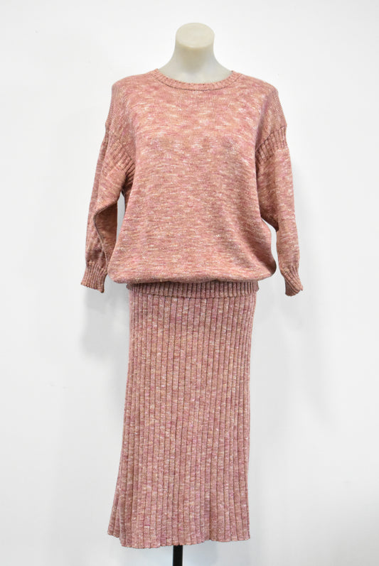 Pink retro knitted 2 piece, M