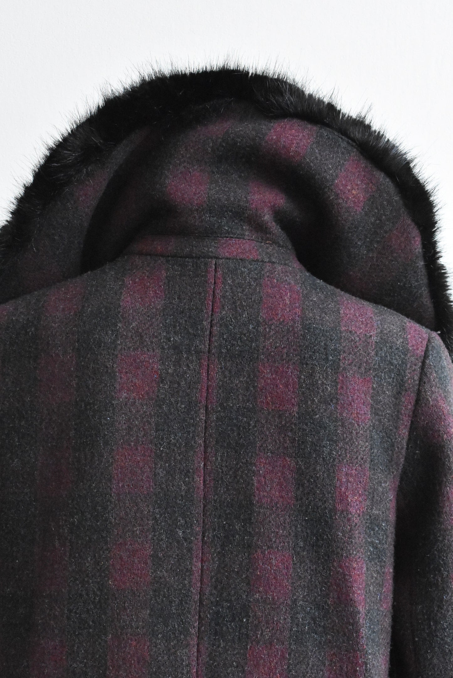 French Connection wool blend coat with furry collar, 8