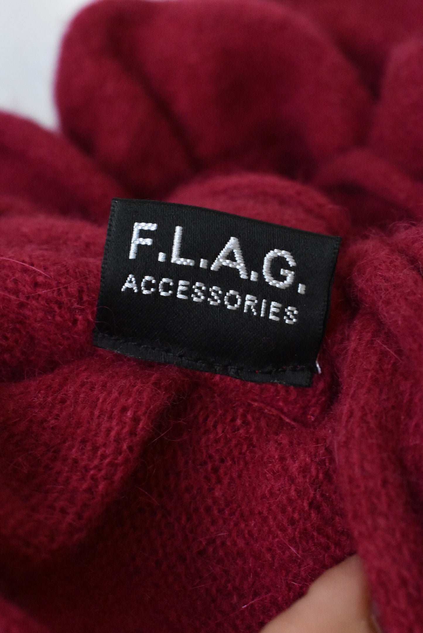 F.L.A.G. Accessories possum blend carmine red ruffled scarf