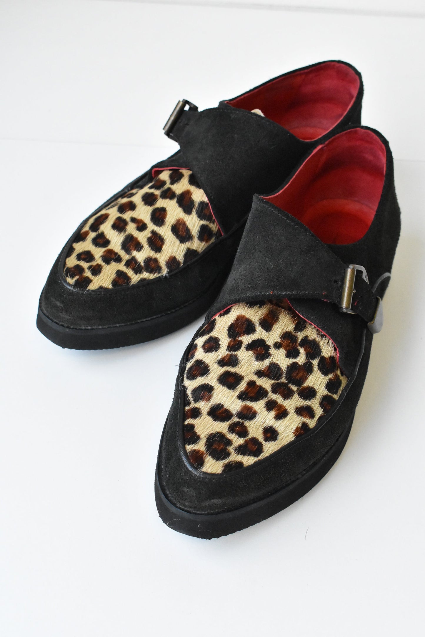 Red or Dead women's leather and suede cheetah print shoes, size 38