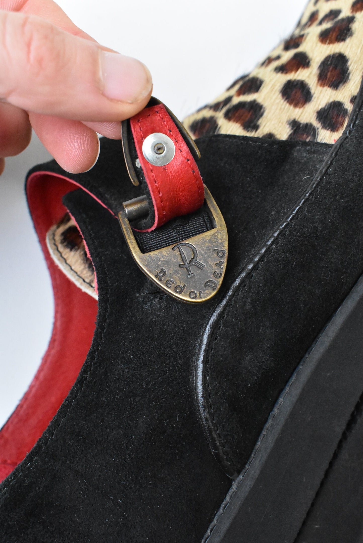 Red or Dead women's leather and suede cheetah print shoes, size 38