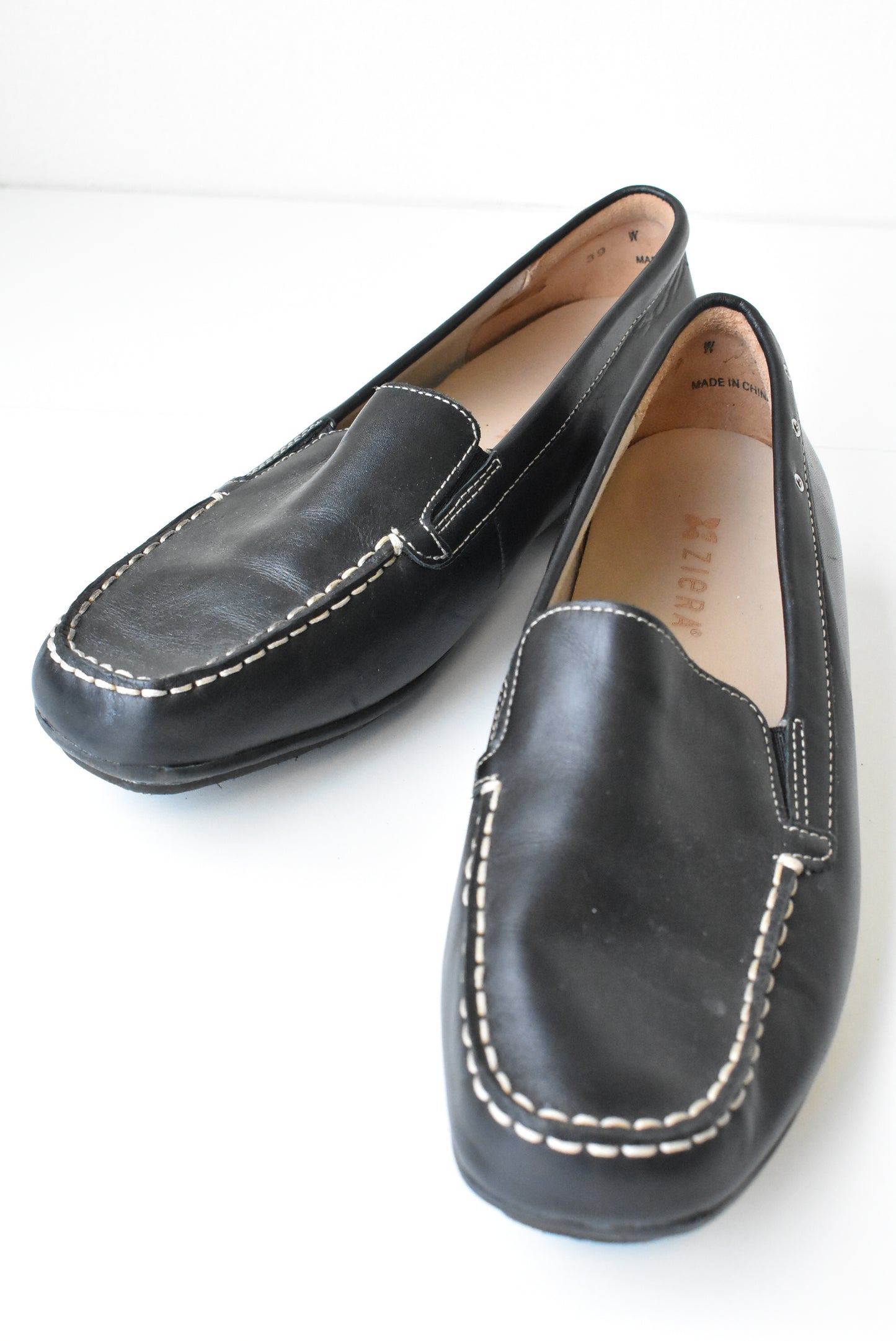 Ziera black leather women's shoes, size 39