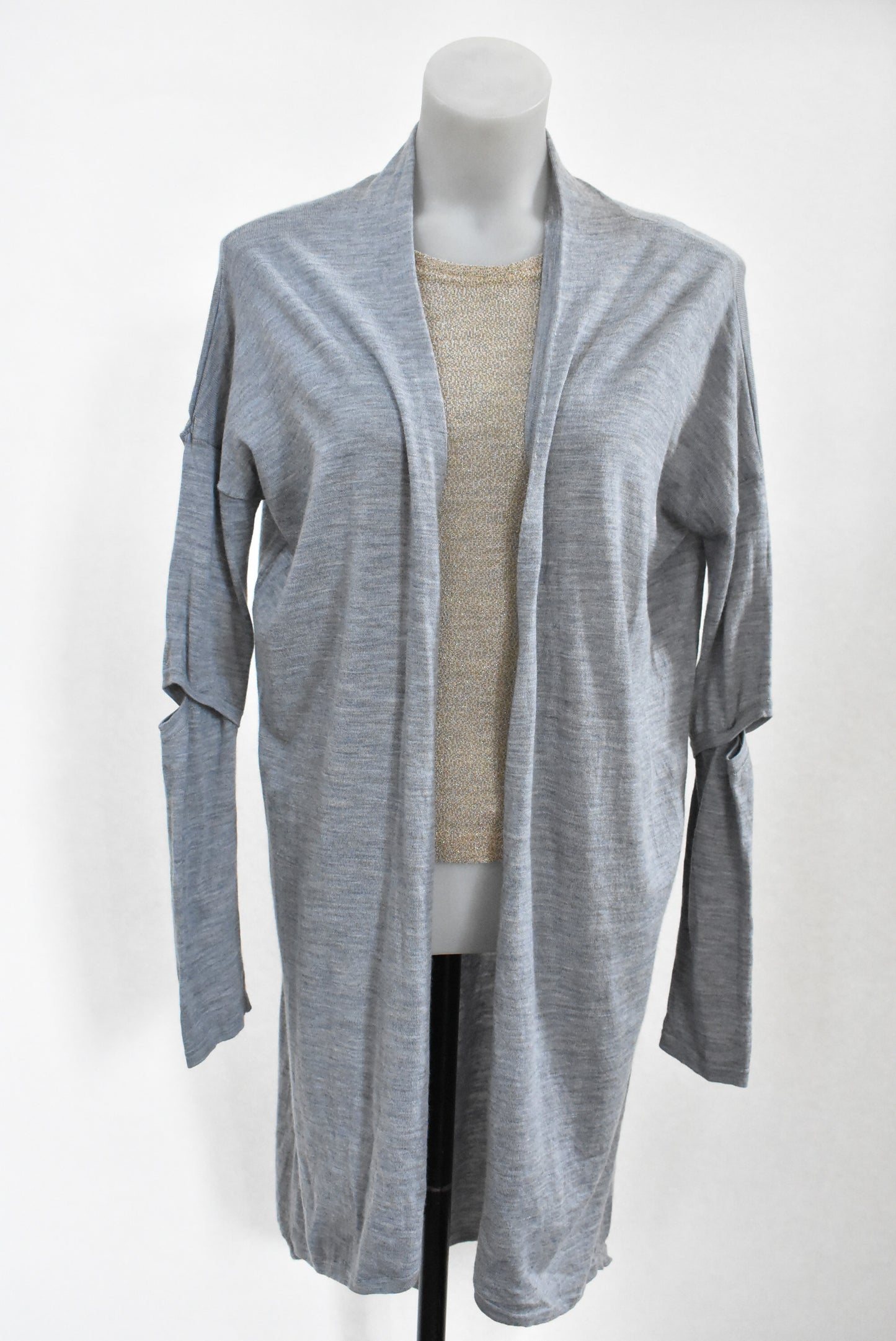 Storm grey merino longline cardigan, 12