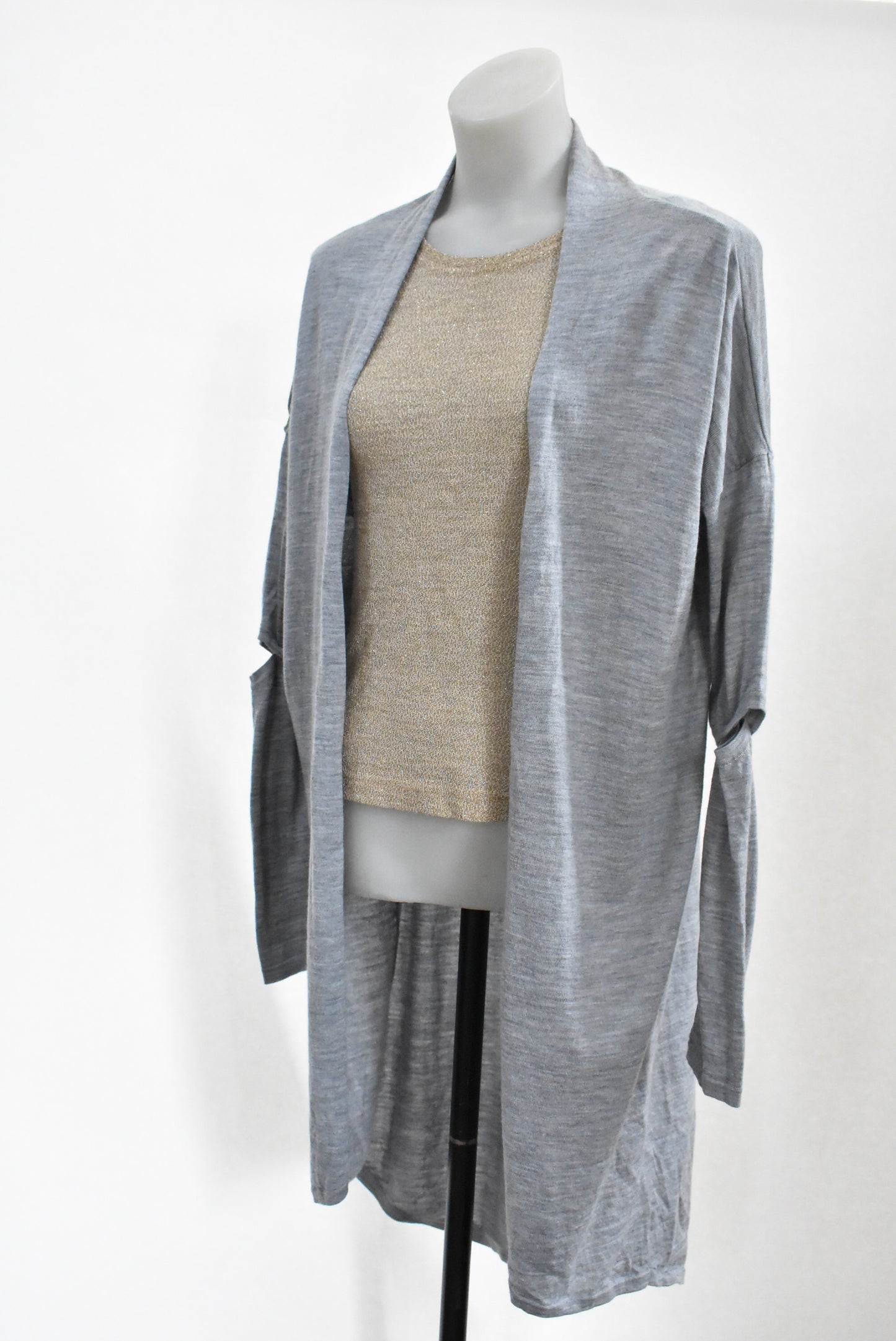 Storm grey merino longline cardigan, 12