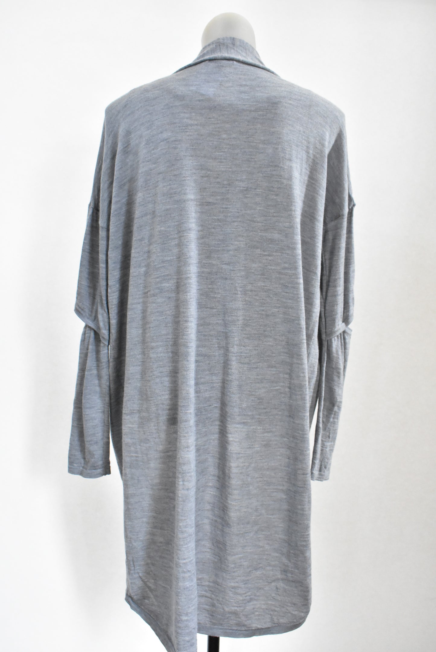 Storm grey merino longline cardigan, 12