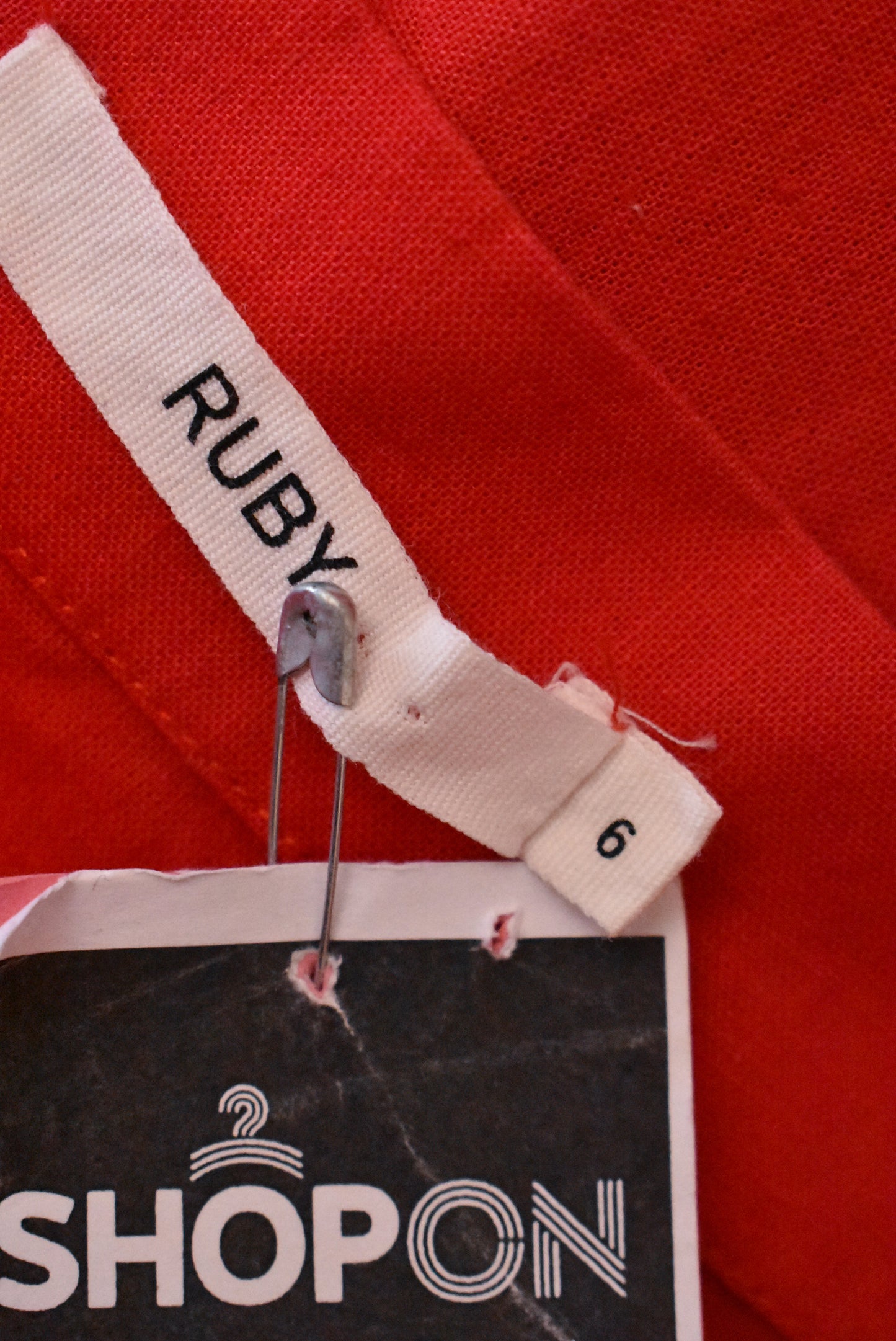 Ruby a-line button front red cotton/linen blend skirt, 6