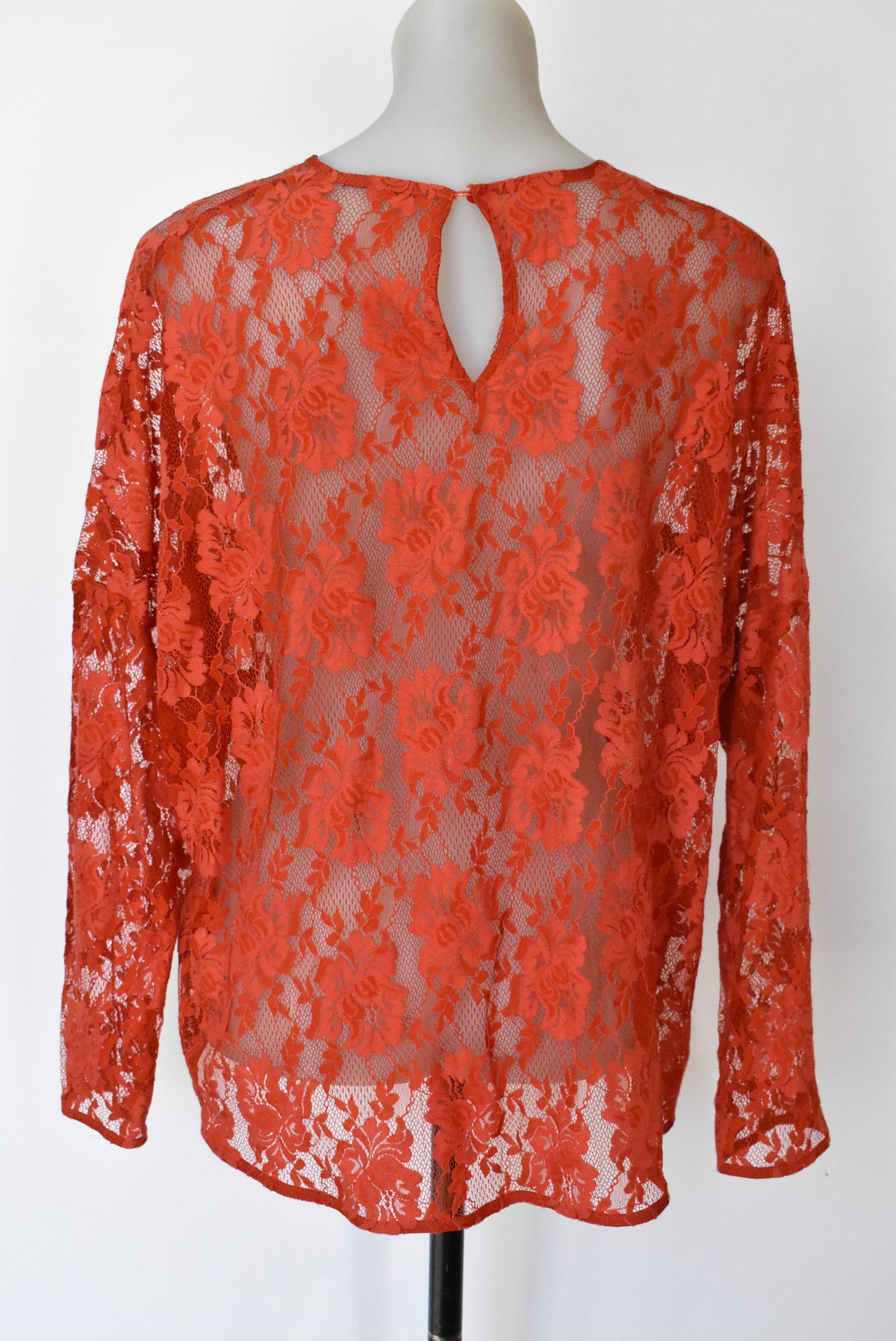Marilyn Seyb lace style red top, 12
