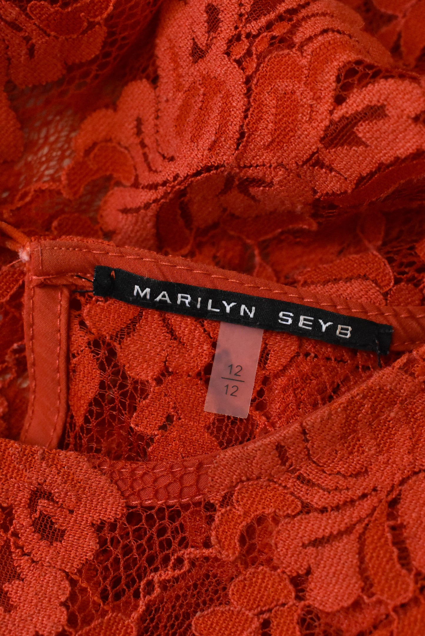 Marilyn Seyb lace style red top, 12
