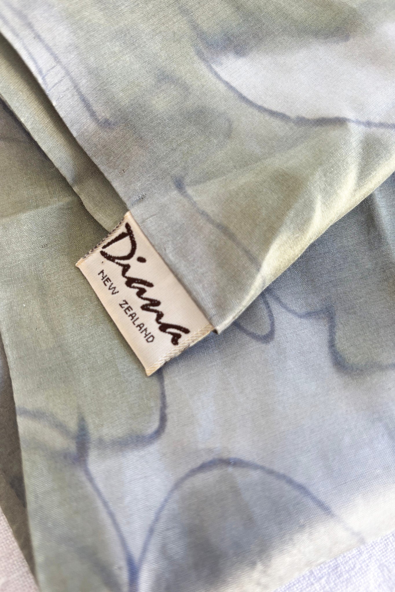 Diana NZ made pure silk sage green scarf