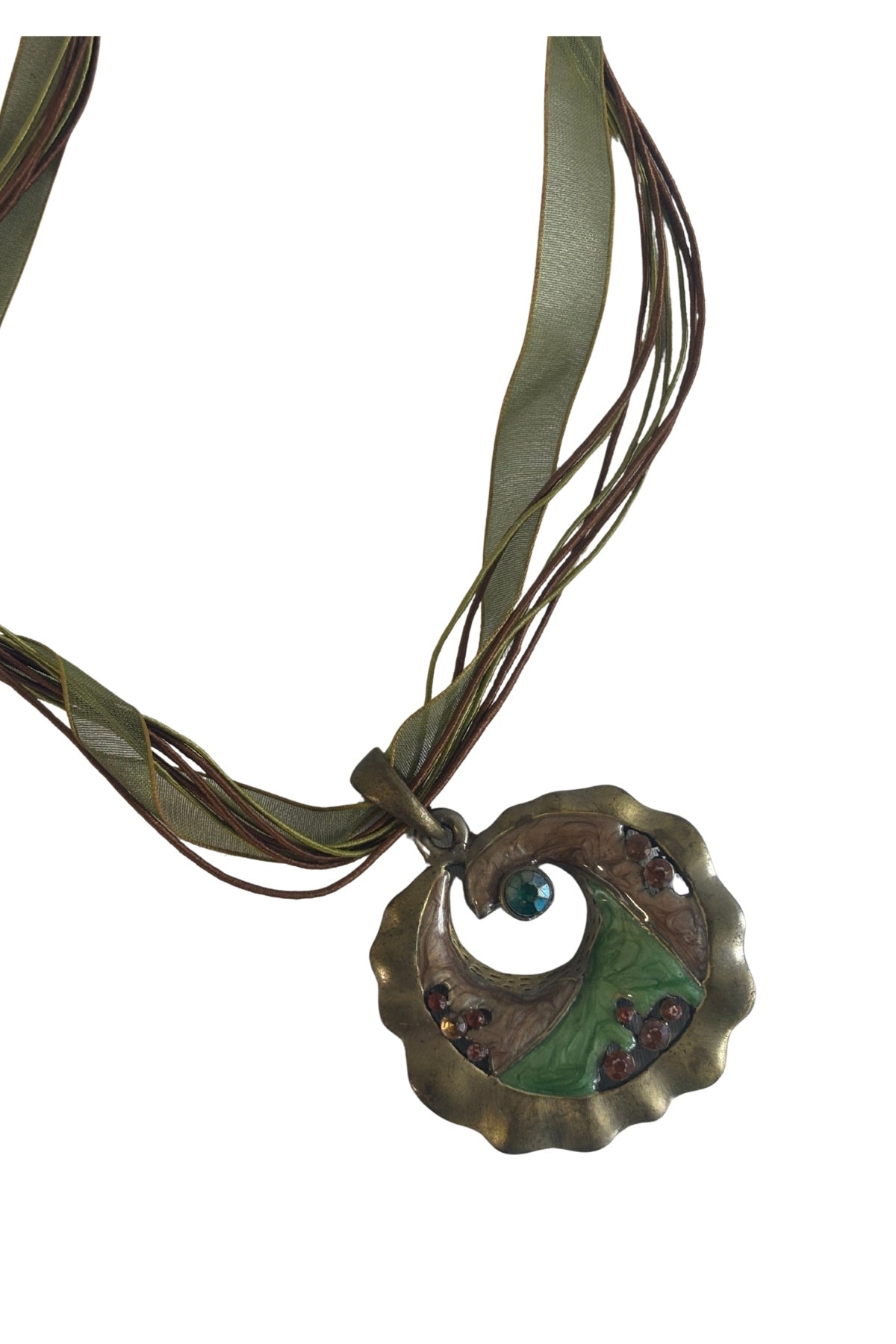 Y2K ribbon chunky pendant necklace