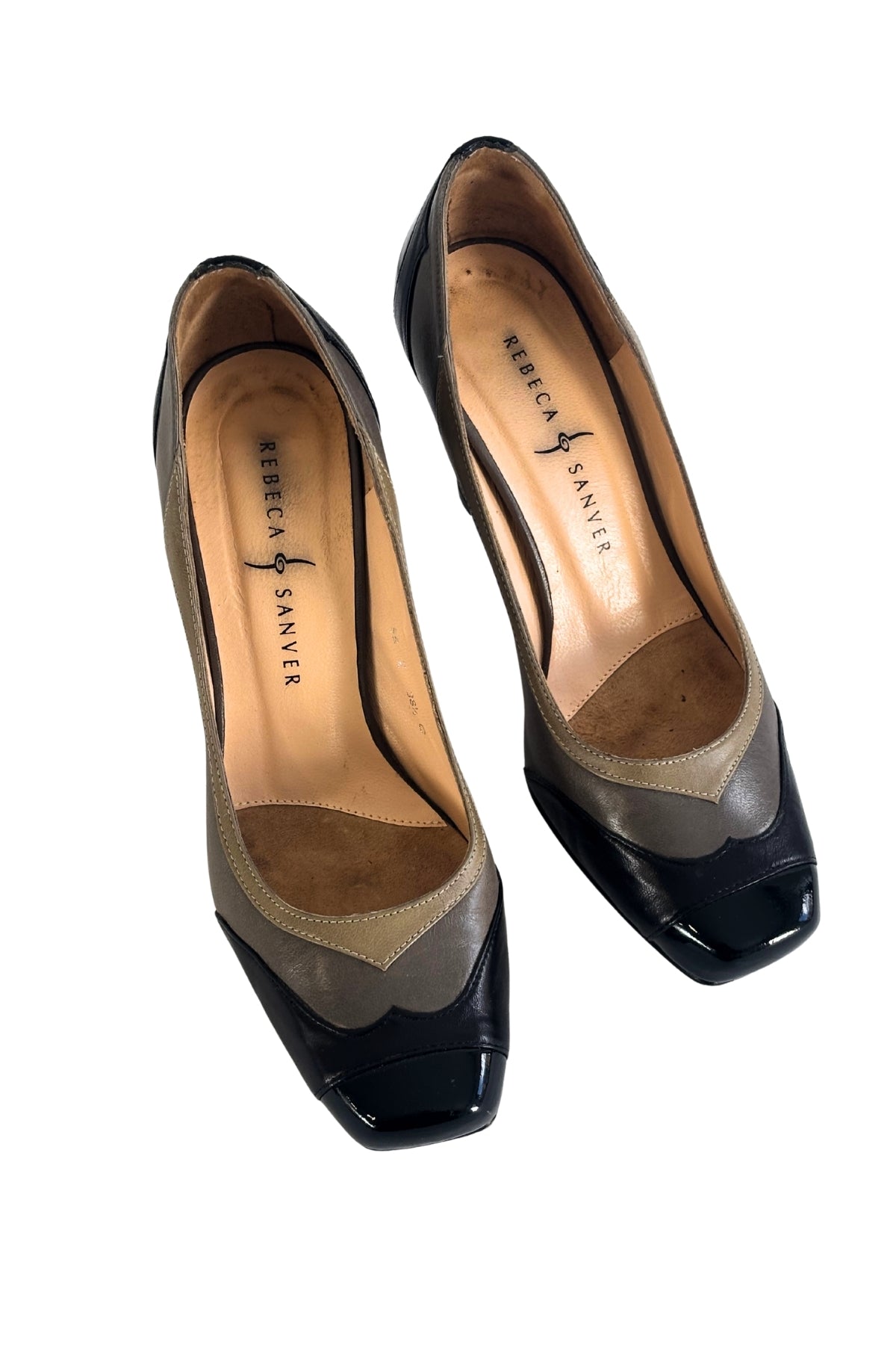 Rebecca Sanver leather tri toned heels, 36 1/2