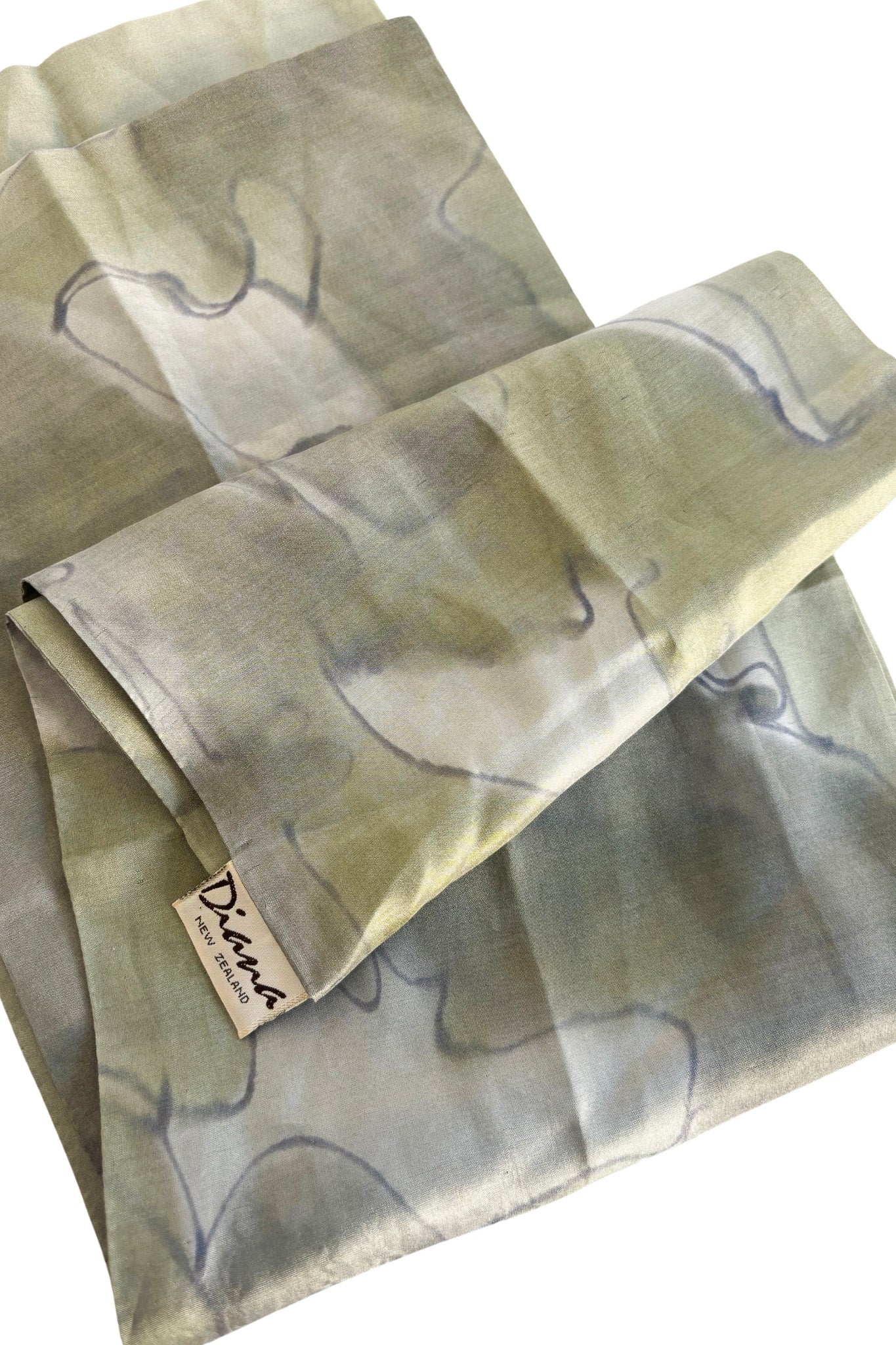 Diana NZ made pure silk sage green scarf