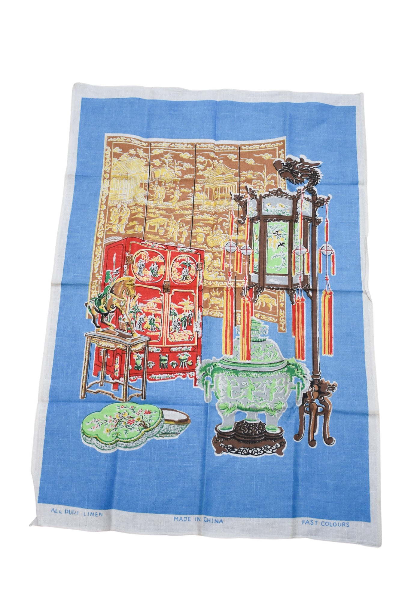Pure linen Chinese artifacts tea towel
