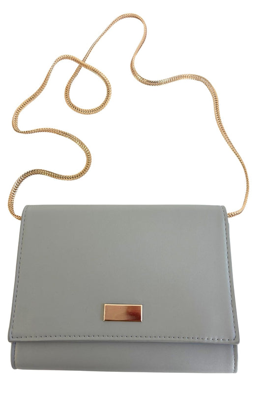 Grey + Gold clutch bag