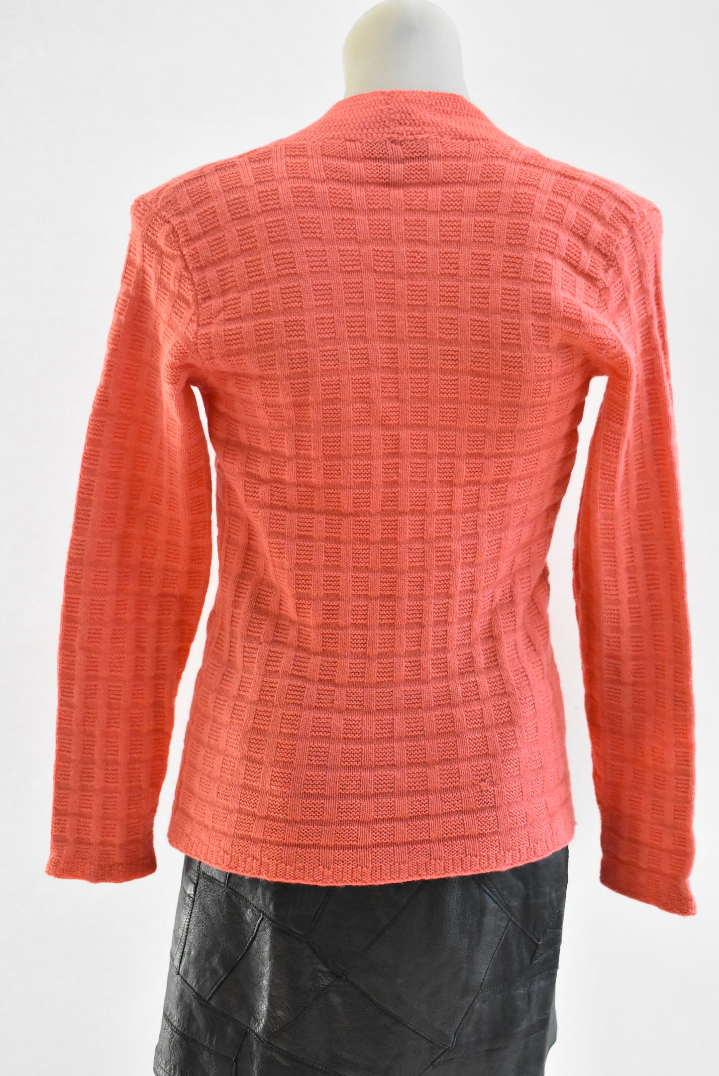 Vintage coral cable knit zip up, S