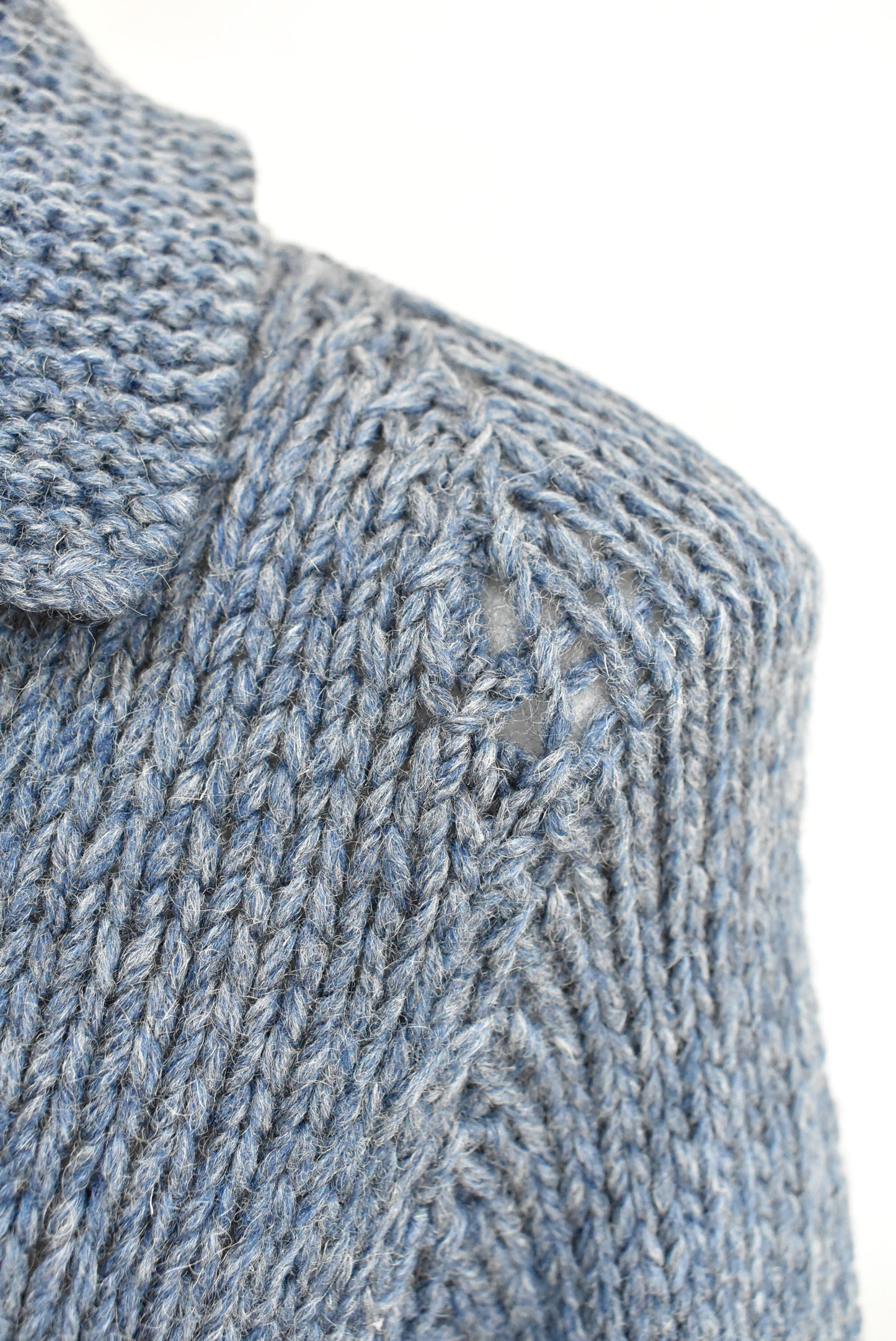 Blue collared handknit cardigan, M