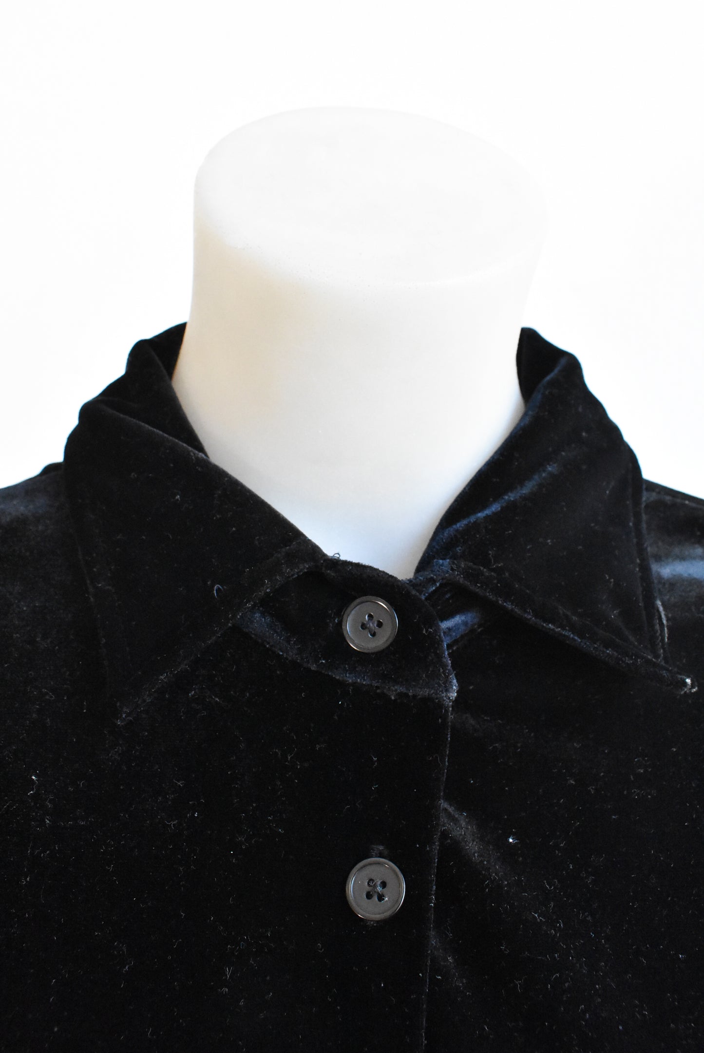 GAP black velour long sleeve button up top, XS
