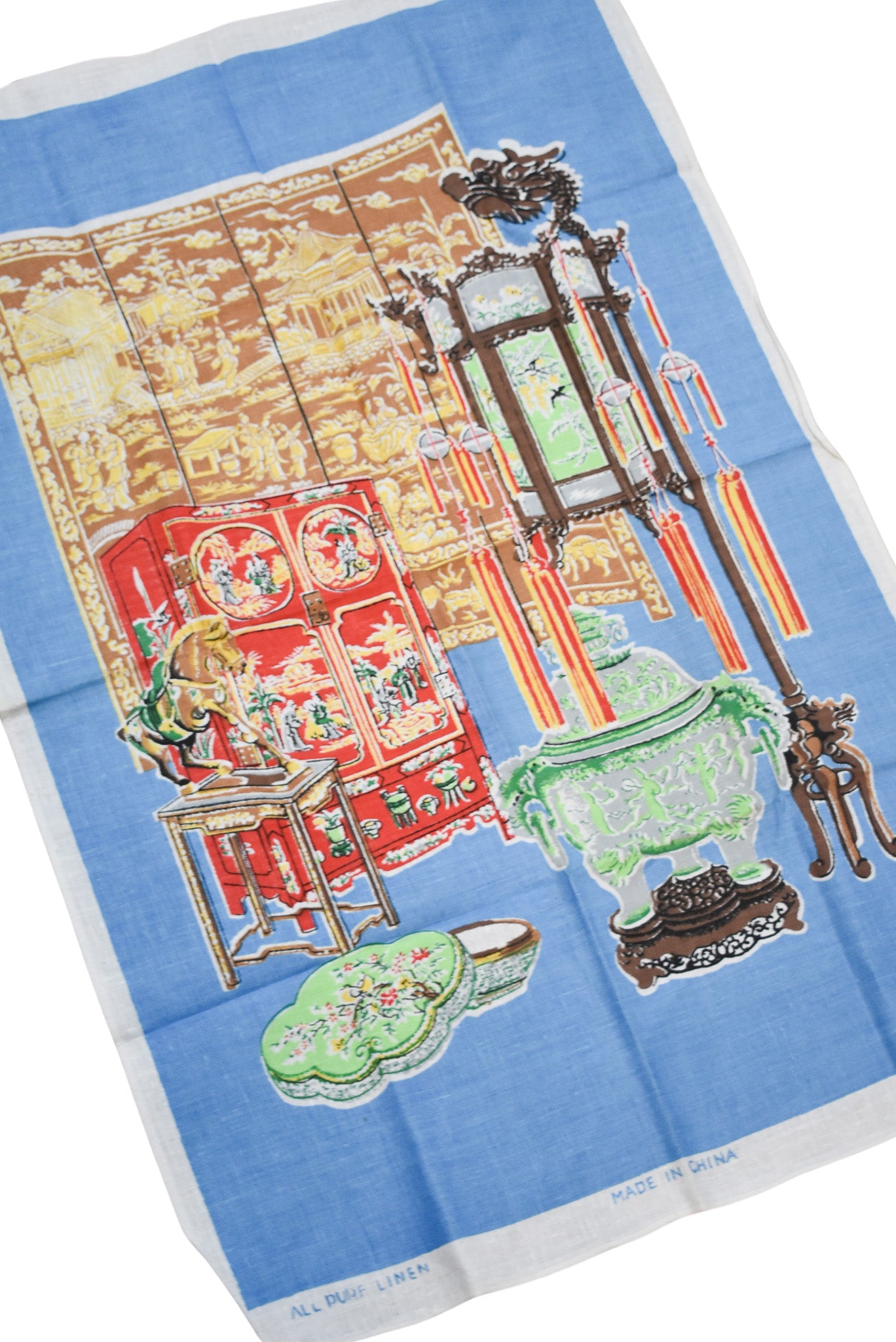 Pure linen Chinese artifacts tea towel