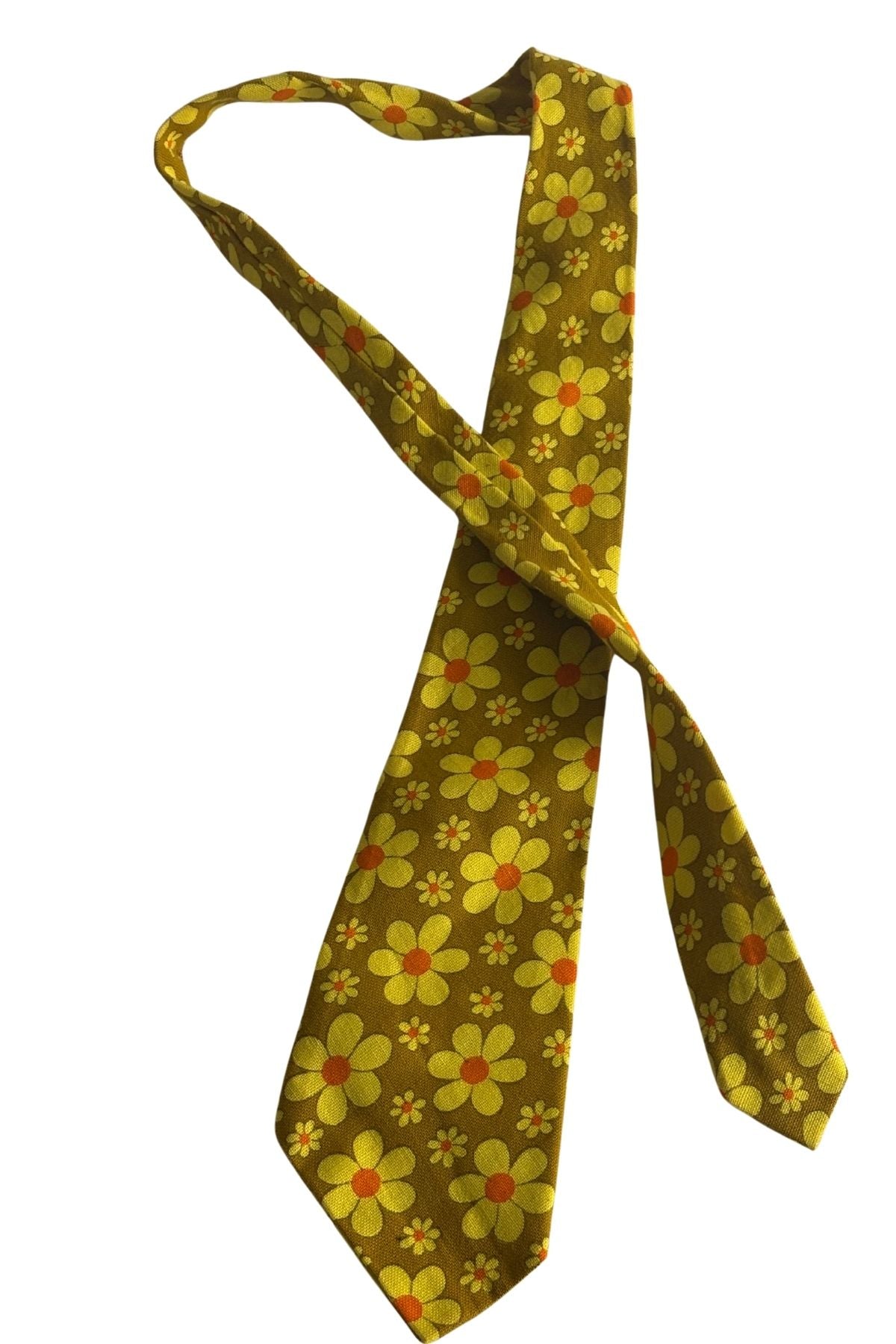 Retro yellow flowers tie