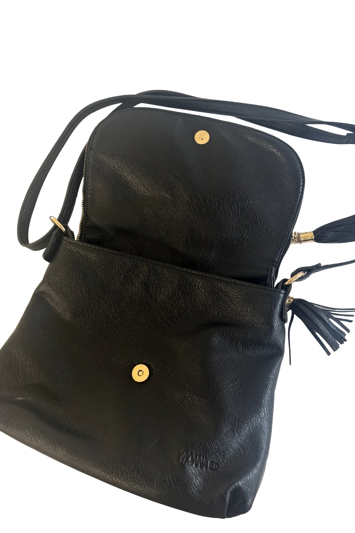 Moana Rd black bag with gold hardware