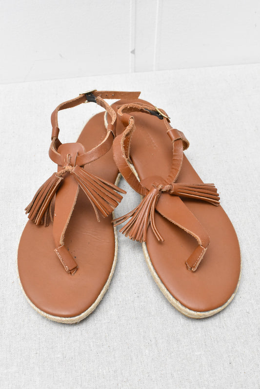 Country Road leather tasseled sandals, 37