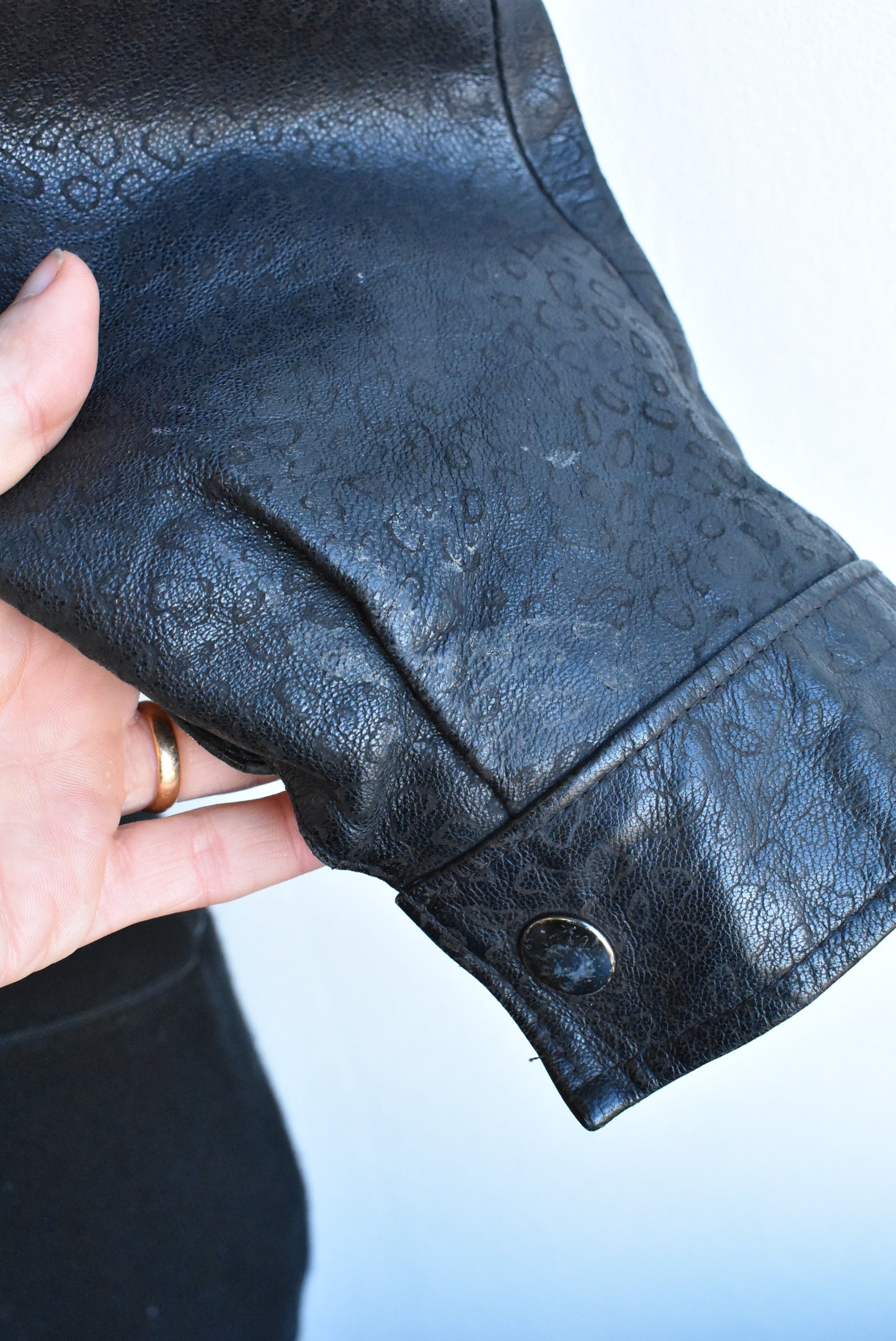 Retro dolman sleeve leather bomber jacket, S/M