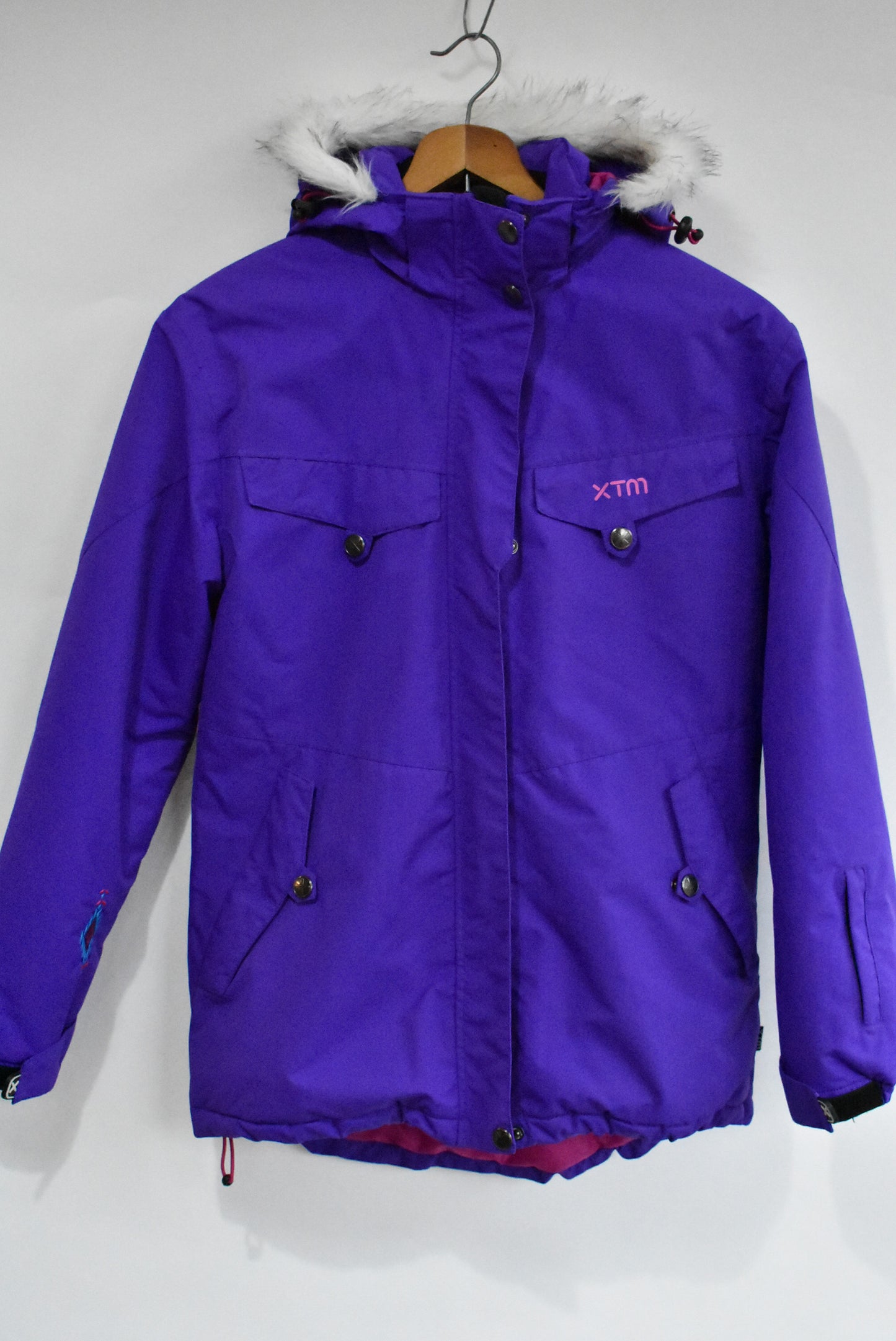 XTM indigo ski jacket, size kids 16/ adult XS
