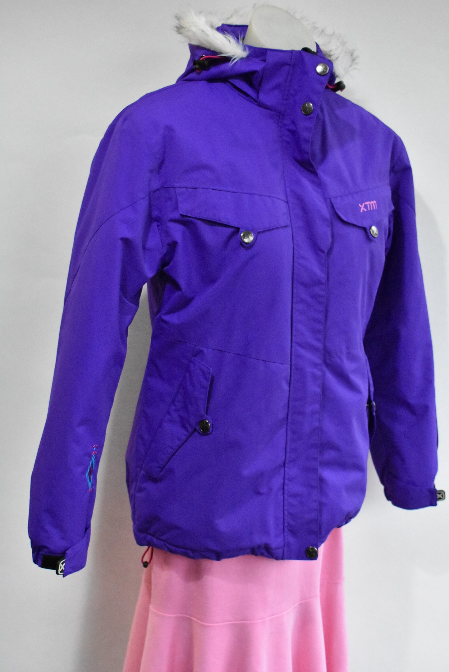 XTM indigo ski jacket, size kids 16/ adult XS