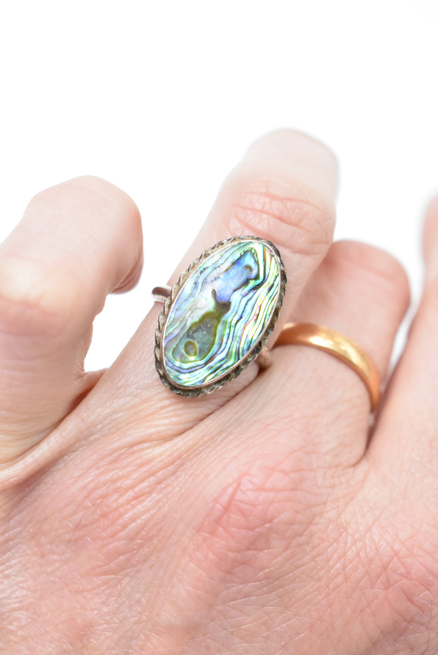 Vintage Pāua sterling silver ring