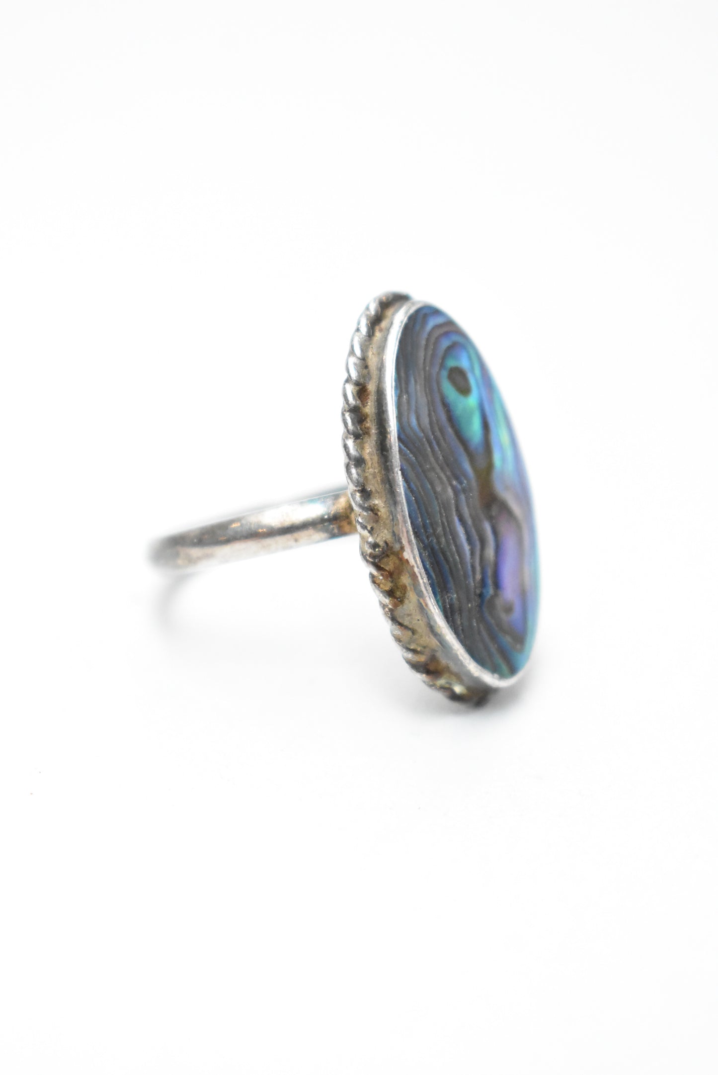 Vintage Pāua sterling silver ring