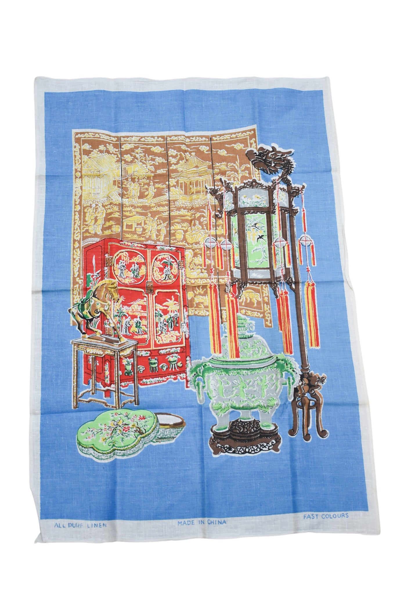 Pure linen Chinese artifacts tea towel