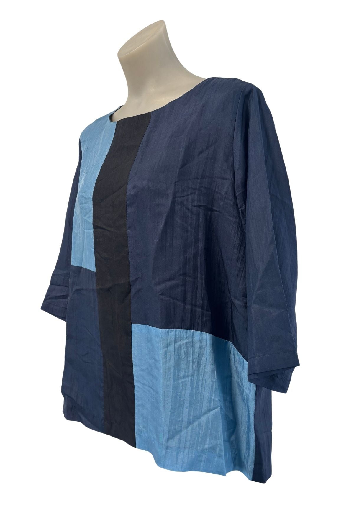 Bianco Levrin silk patchwork blouse, L